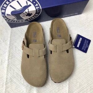 Birkenstock Men's Beige Suede Slip-Ons